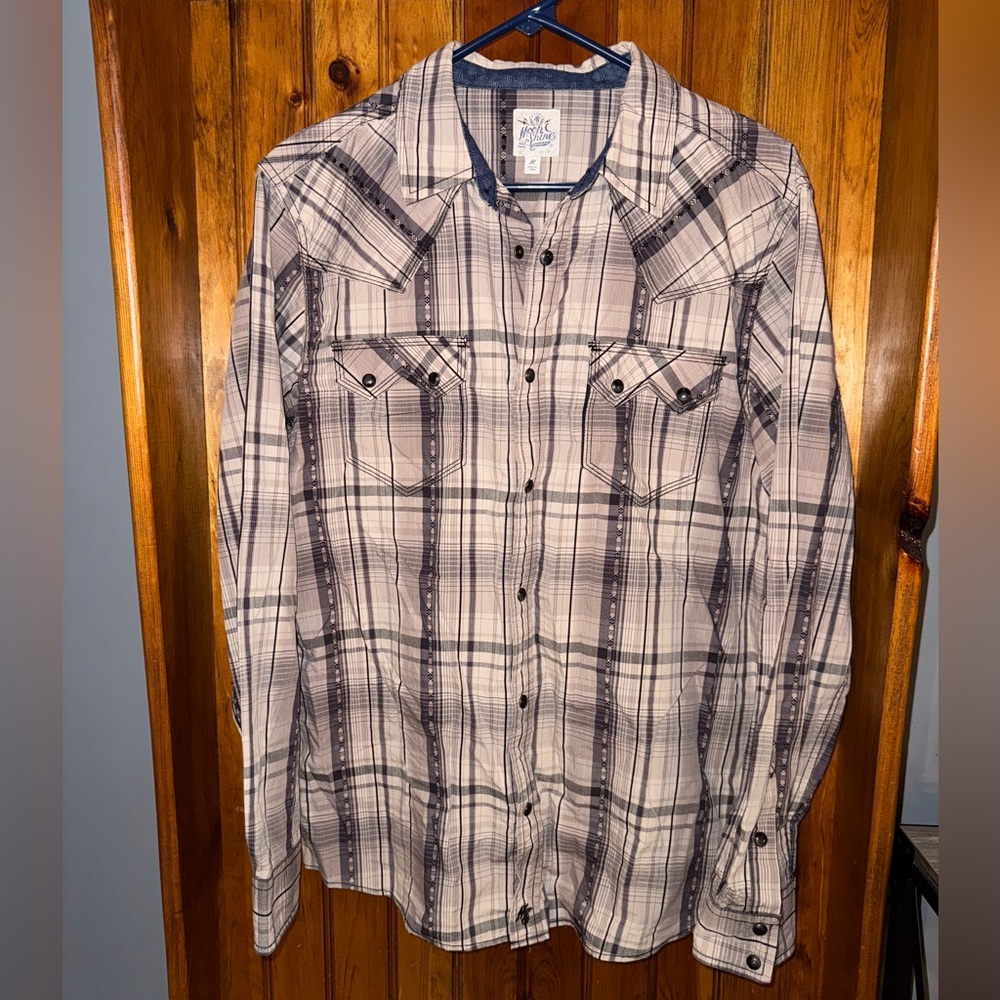 MOONSHINE SPIRIT Brad Paisley MEN'S PLAID PRINT LONG SLEEVE SNAP‎ WESTERN SHIRT
